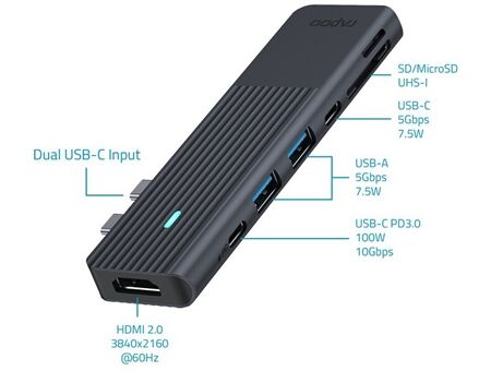 rapoo USB-C 7-in-2 Multiport Adapter