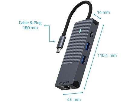 rapoo USB-C 8-in-1 Multiport Adapter