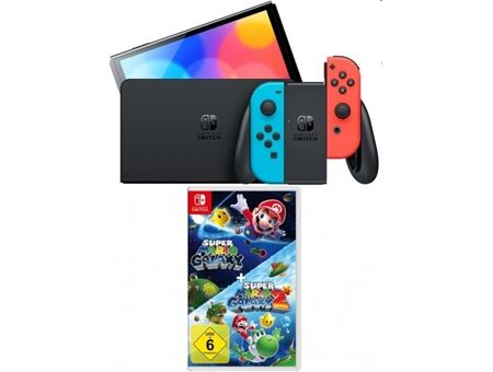 Nintendo Switch rot/b OLED+Super Mario Galaxy 1+2