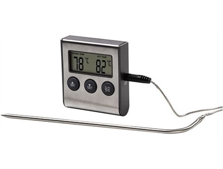 XavaX Digitales Bratenthermometer mit Timer, Kabelsensor