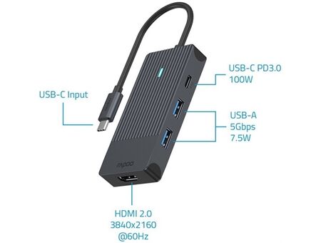 rapoo USB-C 4-in-1 Multiport Adapter